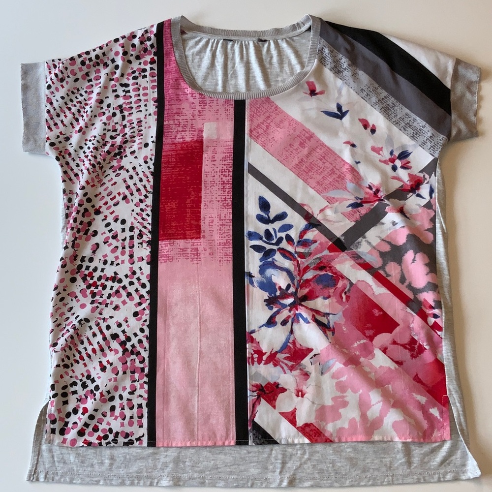 White House Black Market Pink and Gray Top